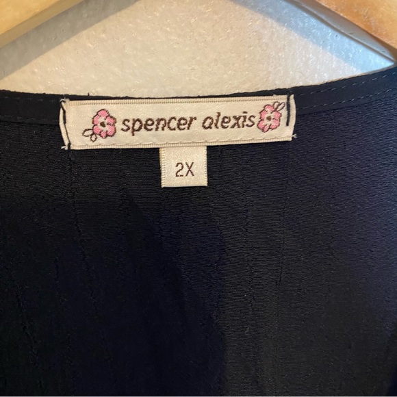 Spencer Alexis Red Black Floral Sheer Sleeve Velvet Detail Kimono Lace Size 2X - Picture 2 of 13